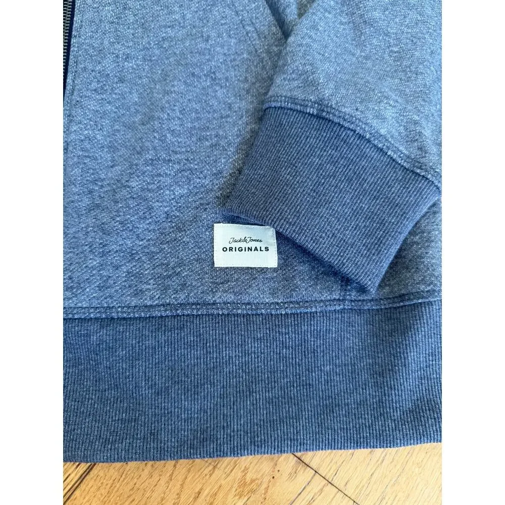 Jack & Jones Originals Men’s Large Blue Full Zip Hoodie Sweatshirt EUC